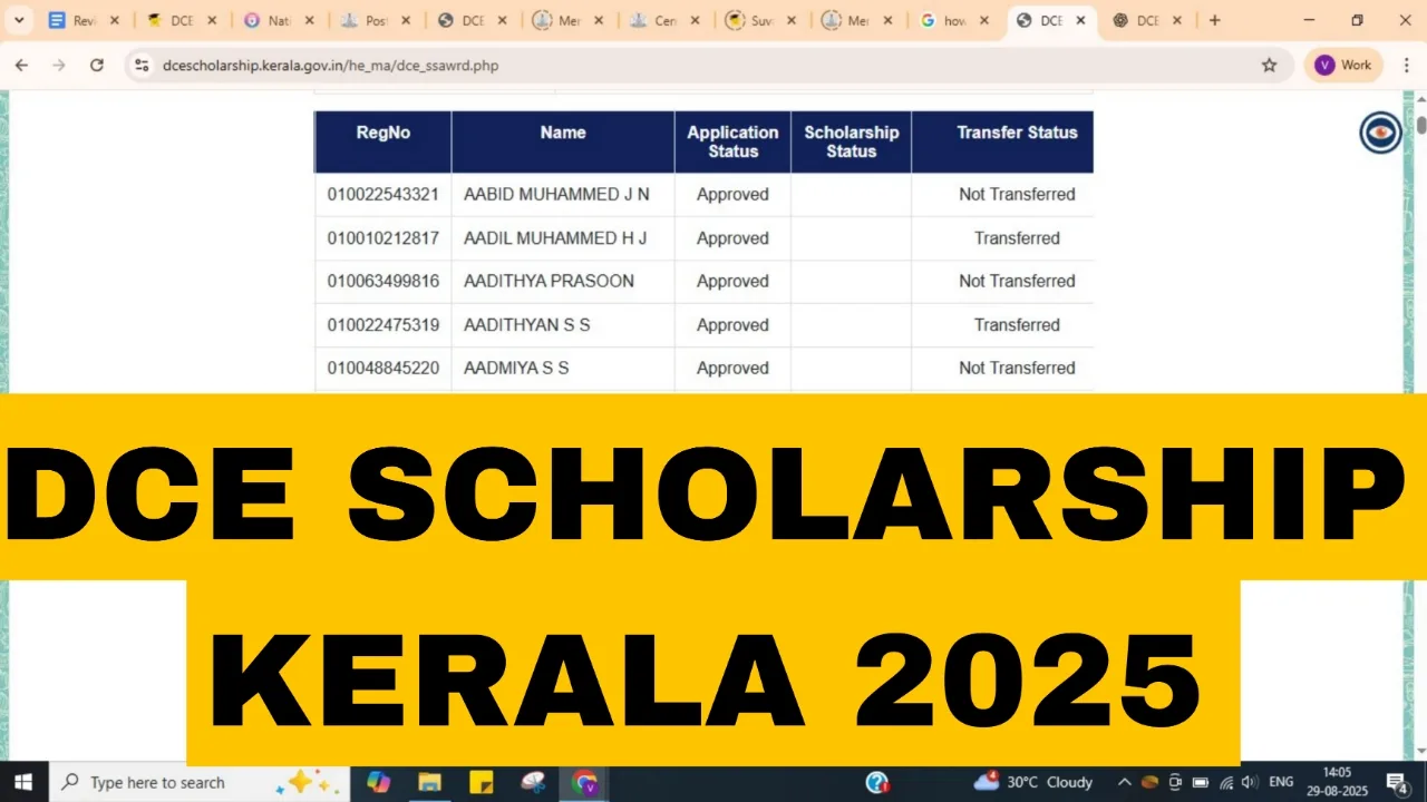 DCE Scholarship Kerala 2025